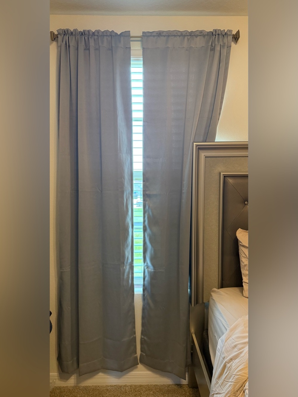 Light-Filtering Gray Curtain Panel - Contemporary Window Drapery.Set of 2 panels